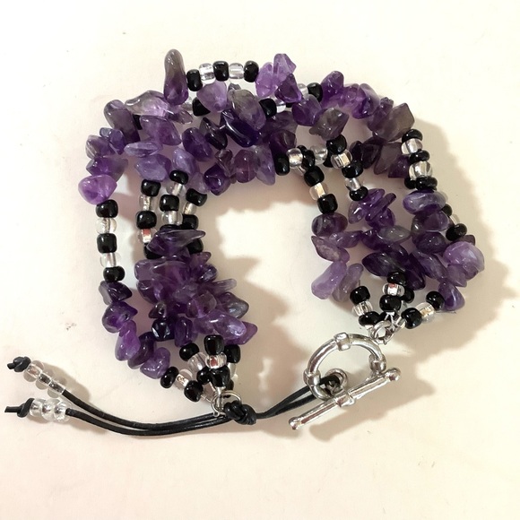 Handmade amethyst multi strand stack bracelet - Picture 1 of 8